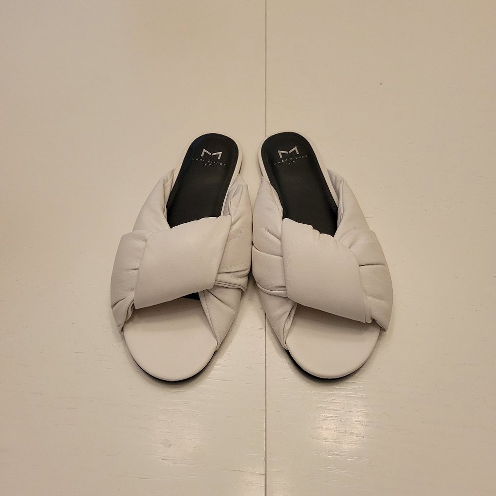 Marc Fisher White Puffy Bowed Sandal